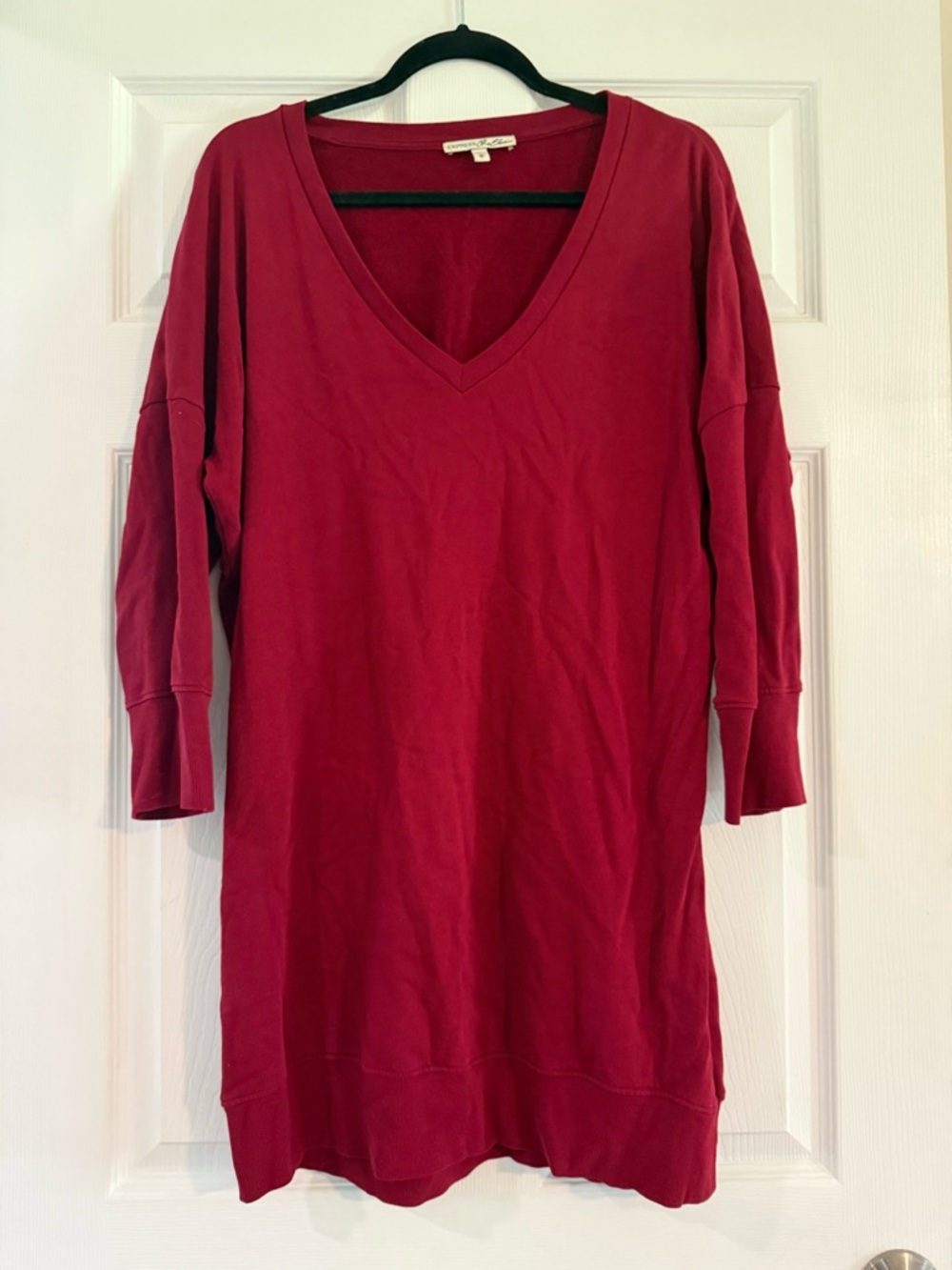 Express Women’s V-Neck Long Sleeve Tunic in Deep Red